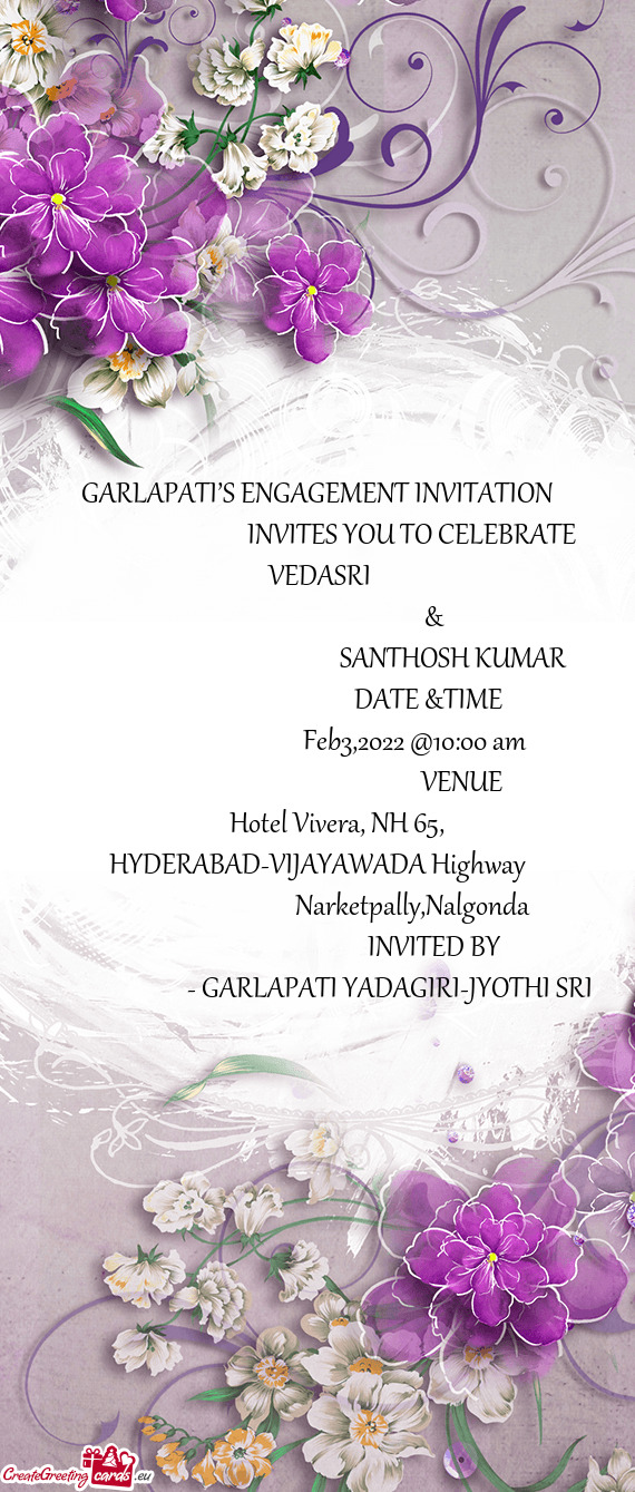 GARLAPATI’S ENGAGEMENT INVITATION