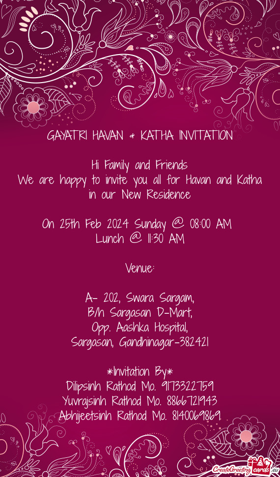 GAYATRI HAVAN & KATHA INVITATION