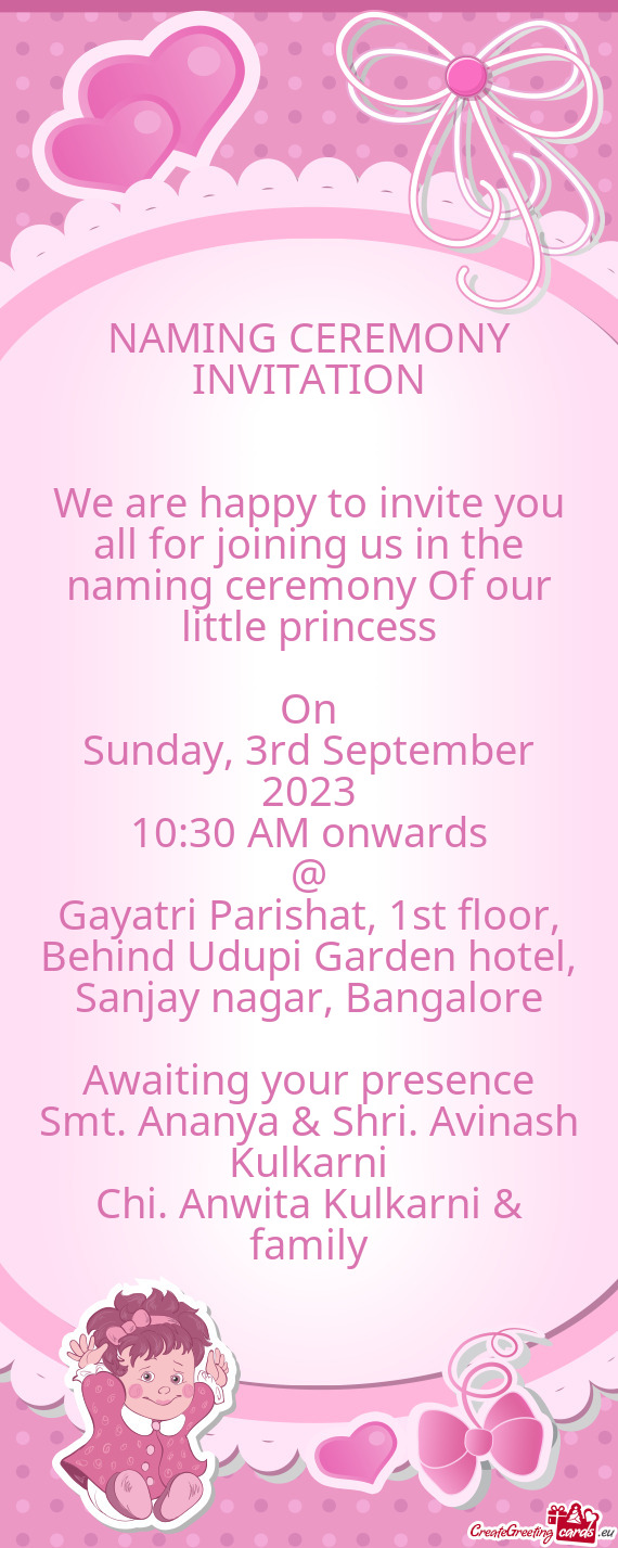 Gayatri Parishat, 1st floor, Behind Udupi Garden hotel, Sanjay nagar, Bangalore