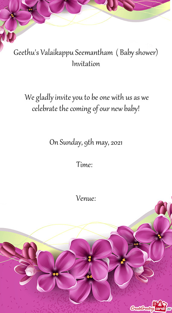 Geethu's Valaikappu Seemantham ( Baby shower) Invitation Free cards