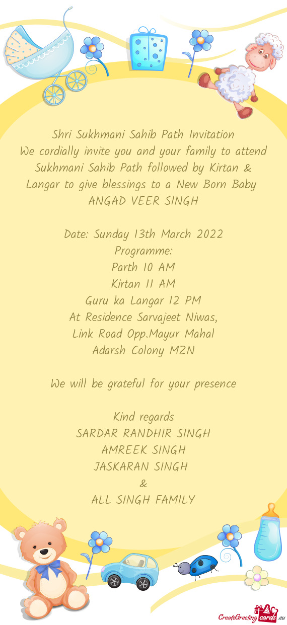 Give blessings to a New Born Baby