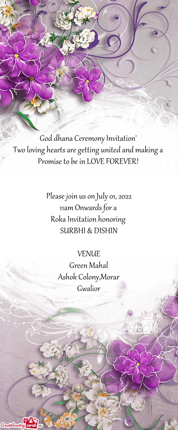 God dhana Ceremony Invitation