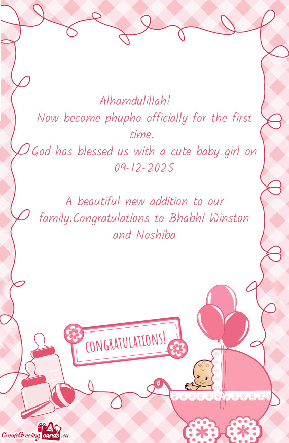 God has blessed us with a cute baby girl on 09-12-2025