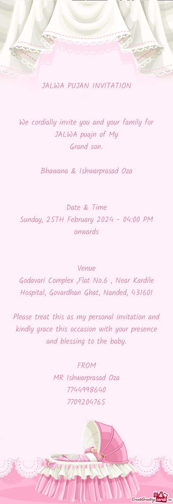 Godavari Complex ,Flat No.6 , Near Kardile Hospital, Govardhan Ghat, Nanded, 431601