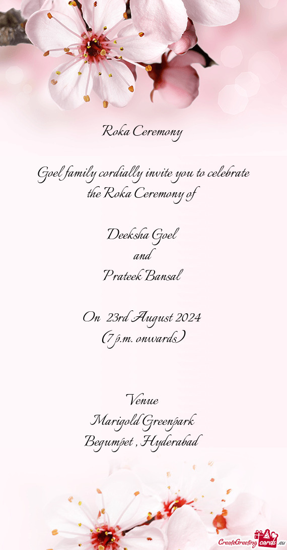 Goel family cordially invite you to celebrate