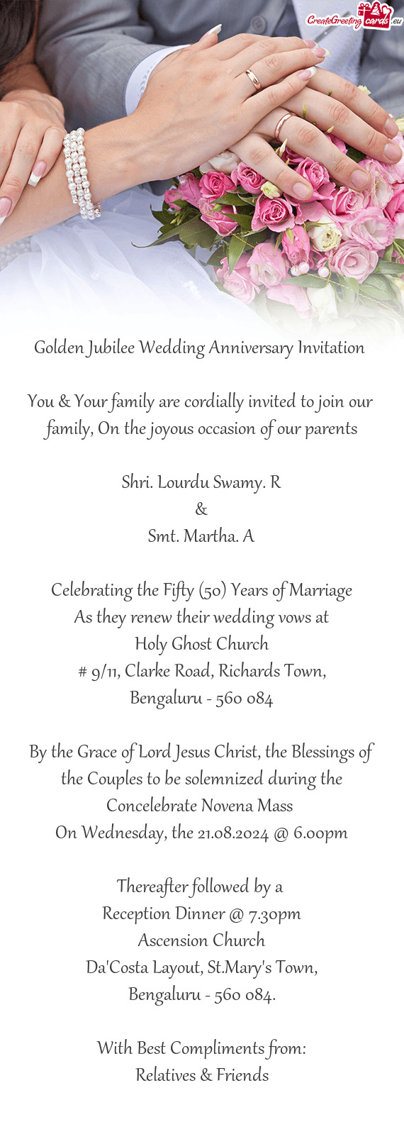 Golden Jubilee Wedding Anniversary Invitation