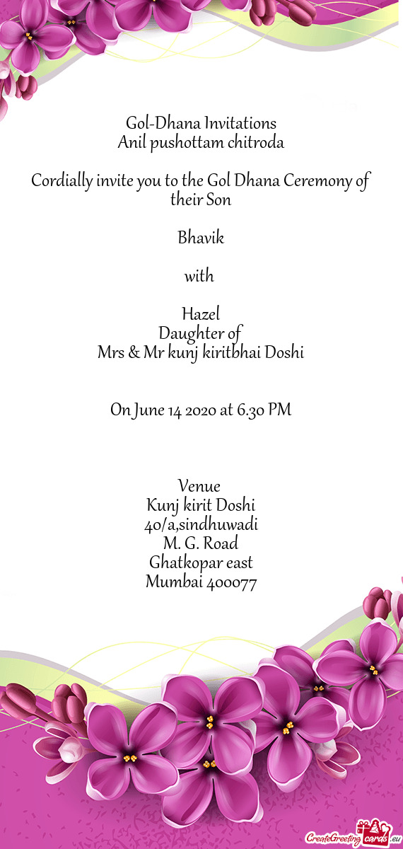 Gol-Dhana Invitations