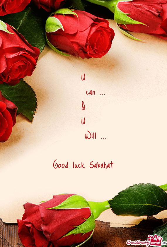 Good luck Sabahat