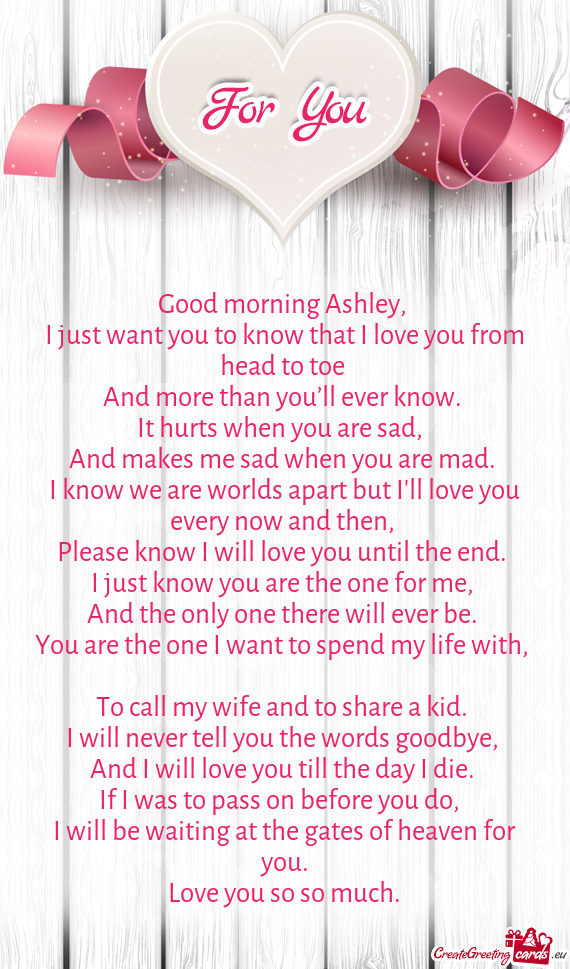 Good morning Ashley