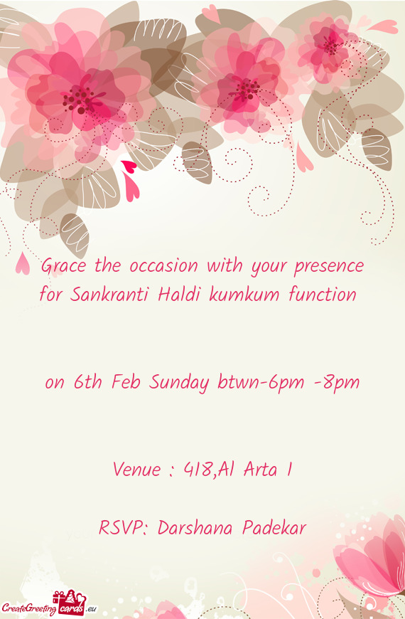 Grace the occasion with your presence for Sankranti Haldi kumkum function