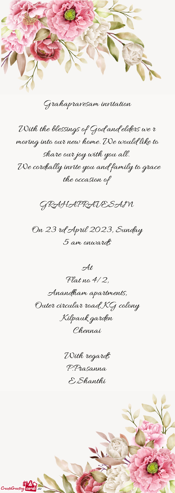 Grahapravesam invitation