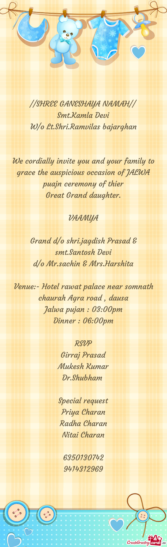 Grand d/o shri.jagdish Prasad & smt.Santosh Devi