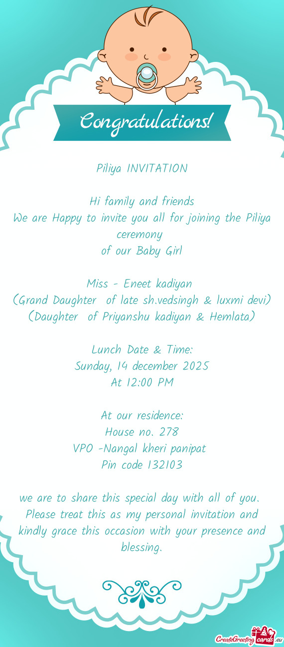 (Grand Daughter of late sh.vedsingh & luxmi devi)