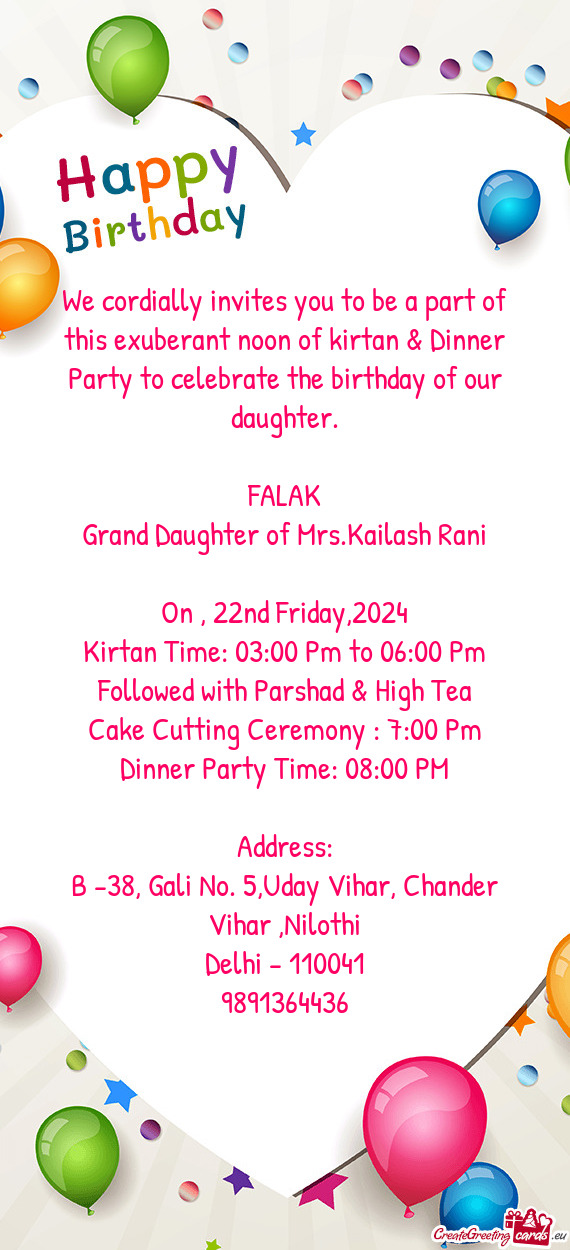 Grand Daughter of Mrs.Kailash Rani