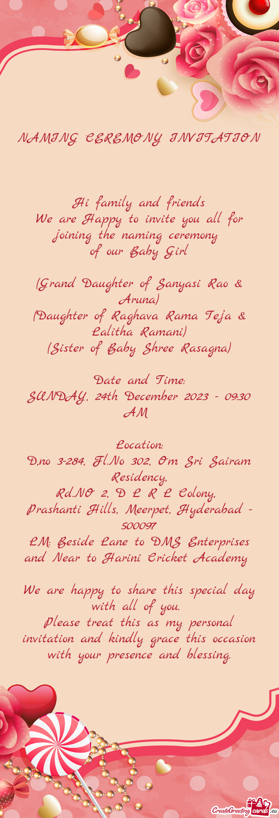 (Grand Daughter of Sanyasi Rao & Aruna)