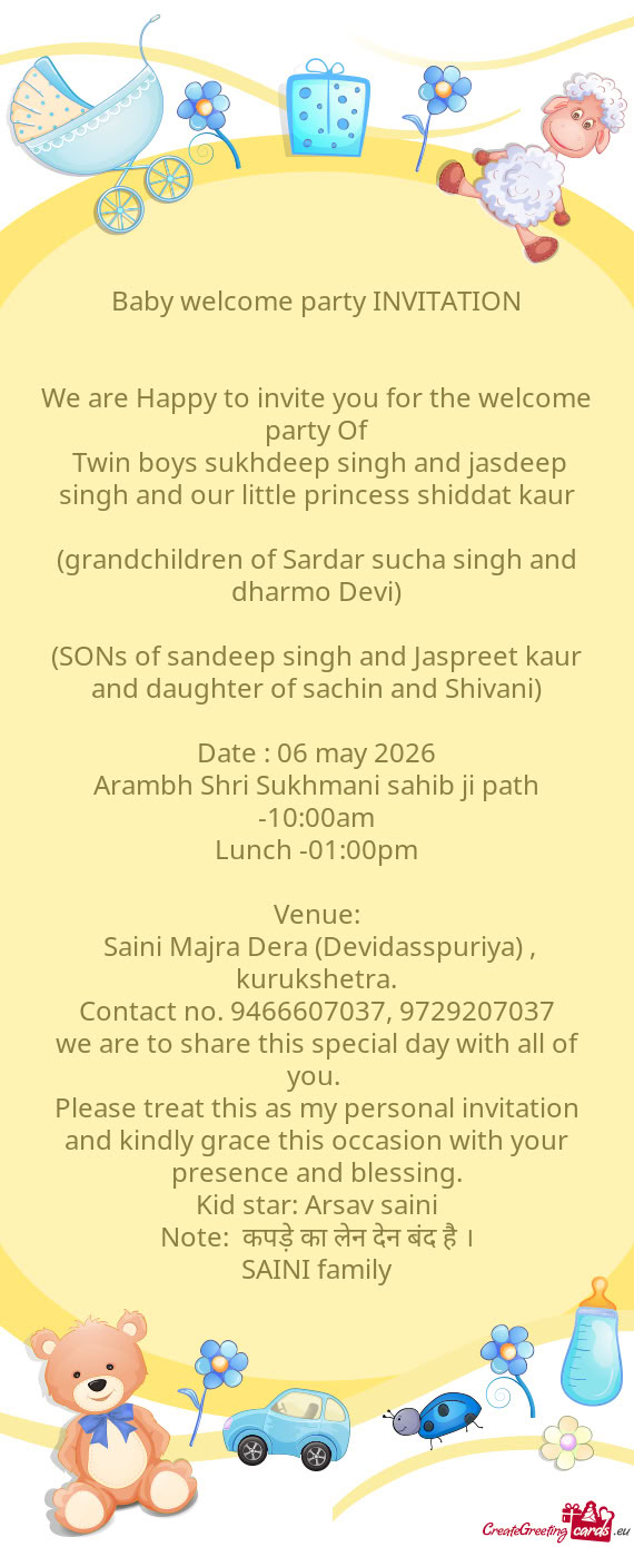 (grandchildren of Sardar sucha singh and dharmo Devi)