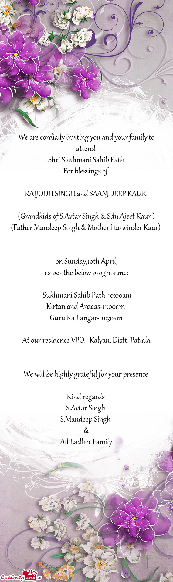 (Grandkids of S.Avtar Singh & Sdn.Ajeet Kaur )