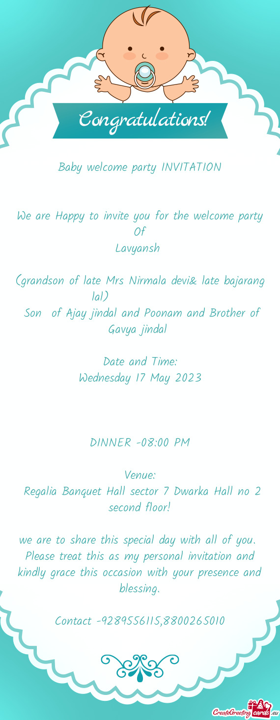 (grandson of late Mrs Nirmala devi& late bajarang lal)