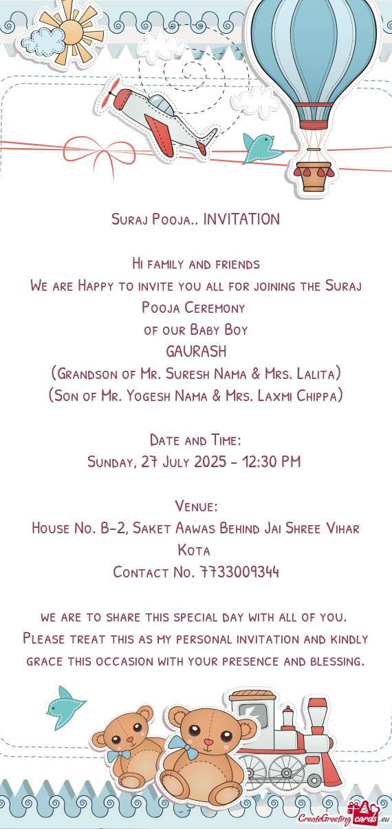 (Grandson of Mr. Suresh Nama & Mrs. Lalita)