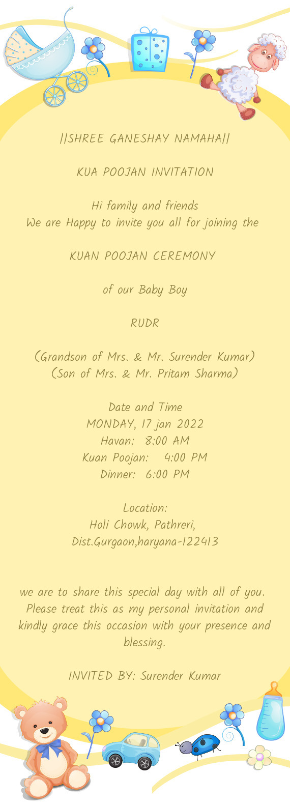 (Grandson of Mrs. & Mr. Surender Kumar)