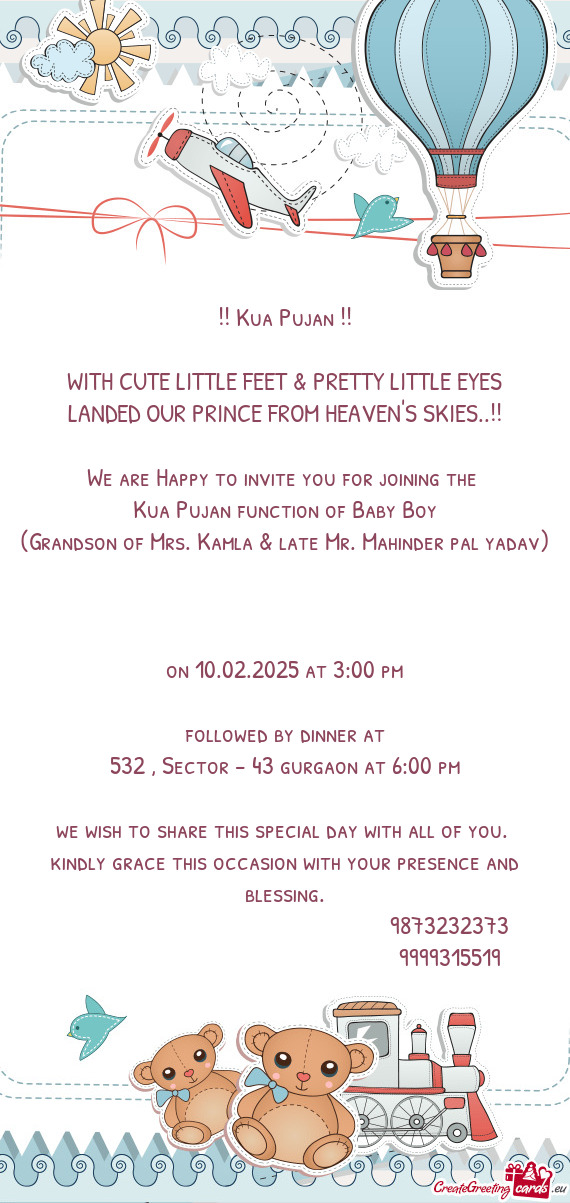 (Grandson of Mrs. Kamla & late Mr. Mahinder pal yadav)