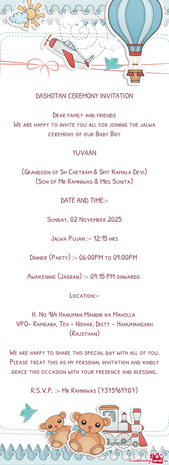 (Grandson of Sh Chetram & Smt Kamala Devi)