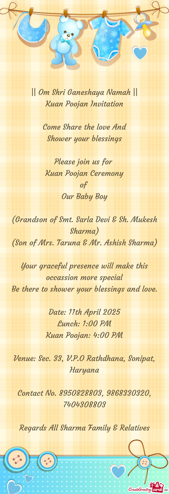 (Grandson of Smt. Sarla Devi & Sh. Mukesh Sharma)