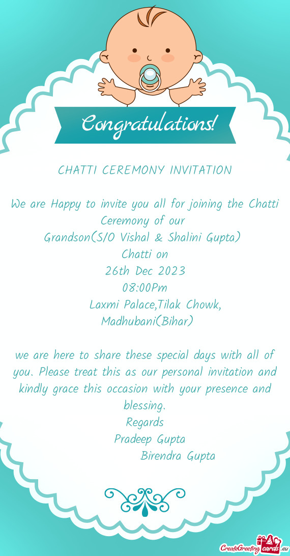 Grandson(S/O Vishal & Shalini Gupta)