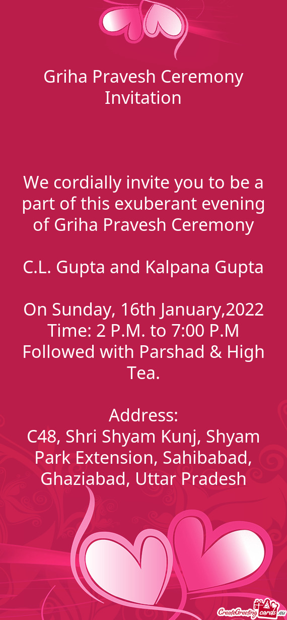 Griha Pravesh Ceremony Invitation
