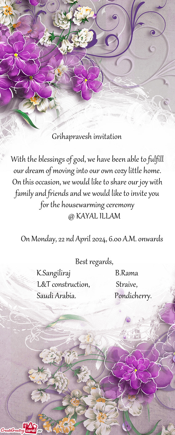 Grihapravesh invitation