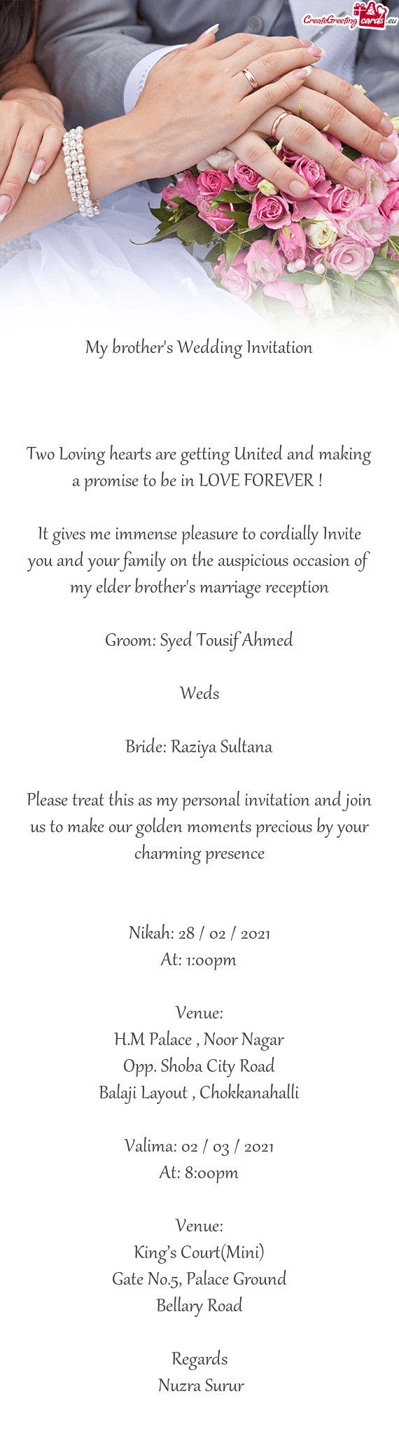Groom: Syed Tousif Ahmed