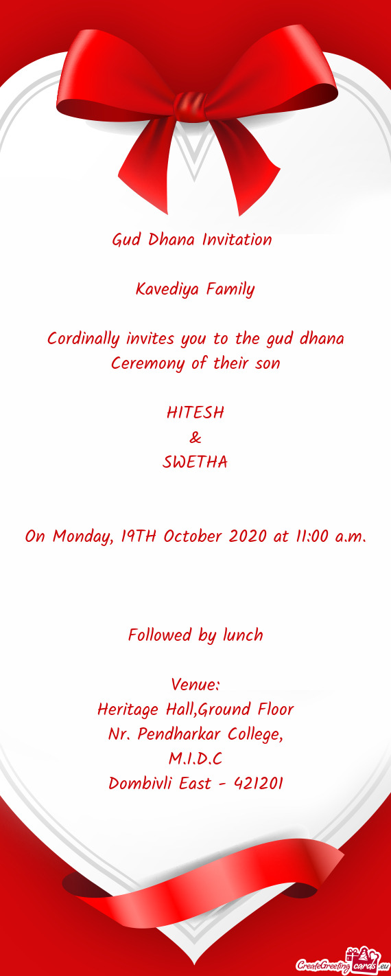 Gud Dhana Invitation 