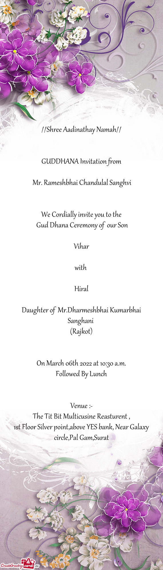 GUDDHANA Invitation from