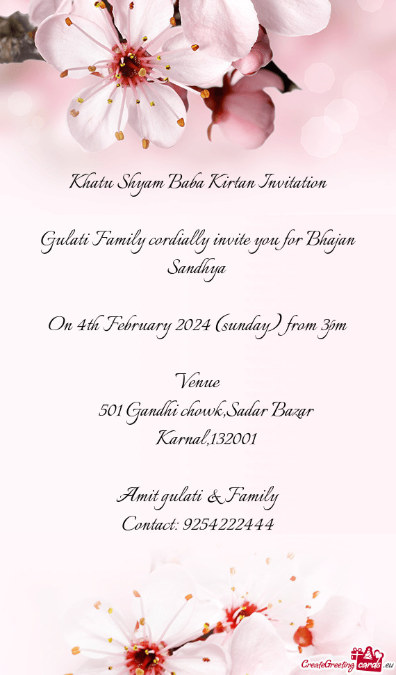 Gulati Family cordially invite you for Bhajan Sandhya
