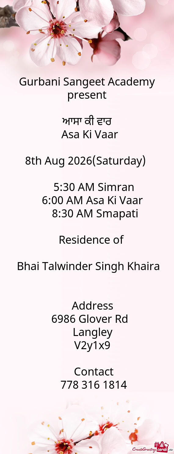 Gurbani Sangeet Academy present