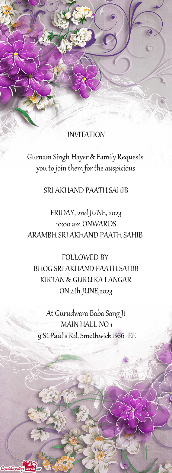 Gurnam Singh Hayer & Family Requests