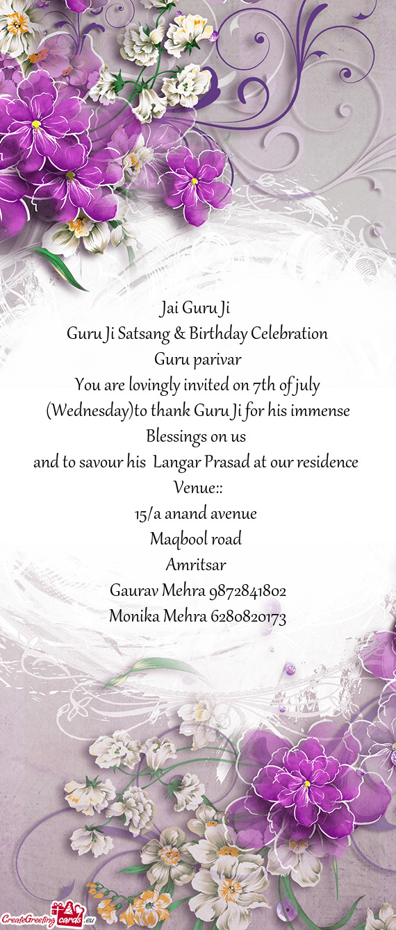 Guru Ji Satsang & Birthday Celebration