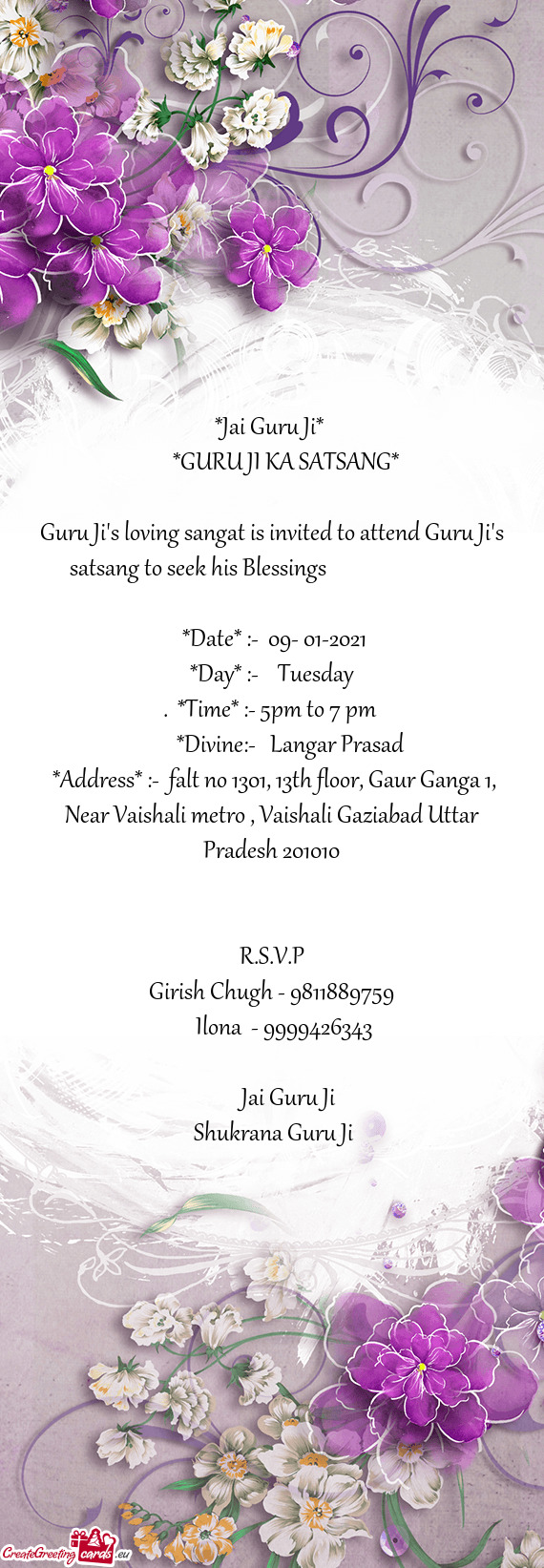 Guru Ji's loving sangat is invited to attend Guru Ji's satsang to seek his Blessings