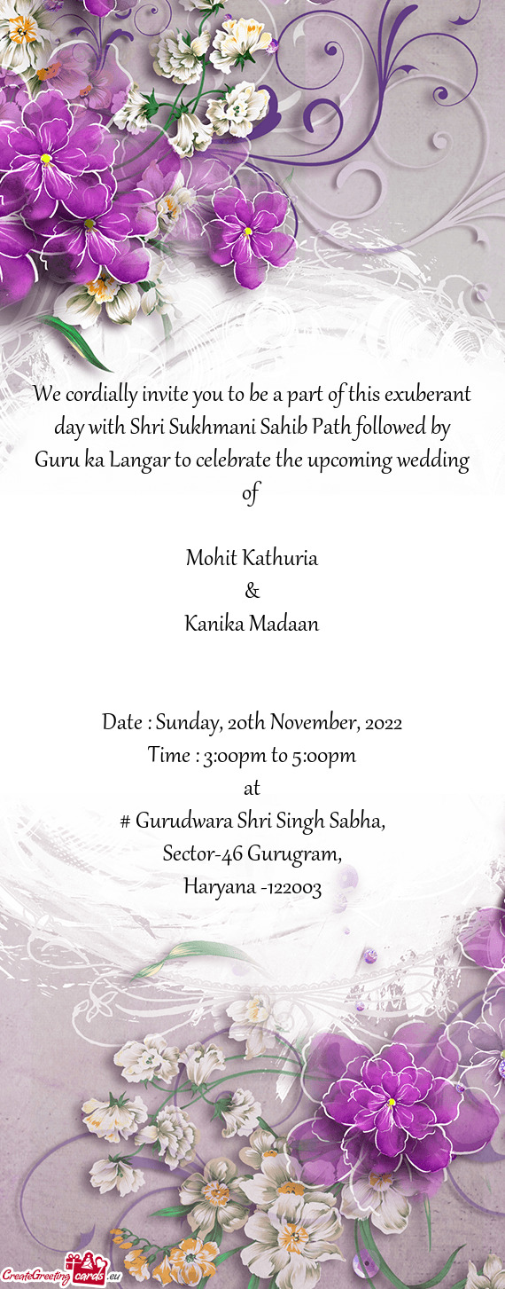 Guru ka Langar to celebrate the upcoming wedding of