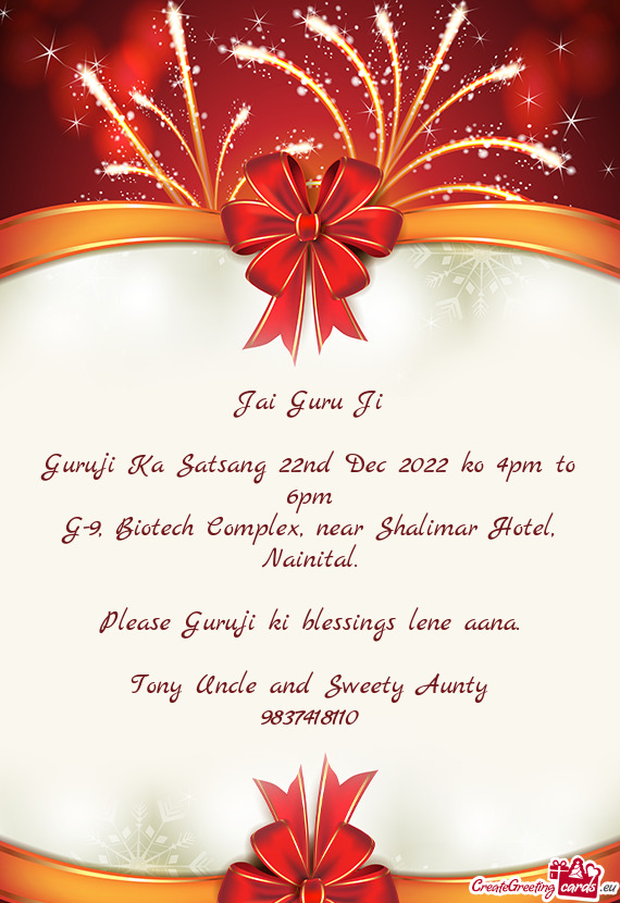 Guruji Ka Satsang 22nd Dec 2022 ko 4pm to 6pm