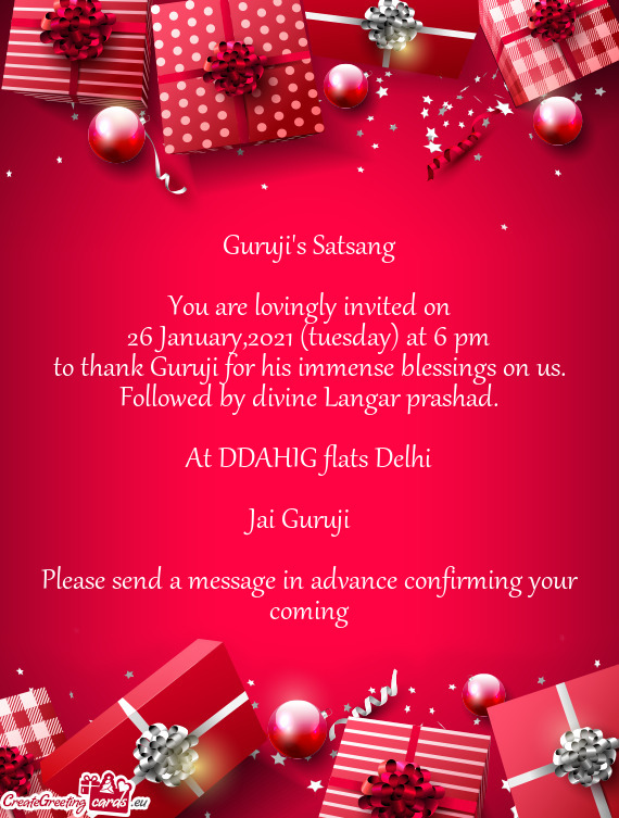 Guruji s Satsang    You are lovingly invited on  26