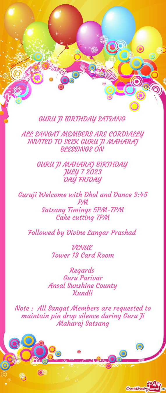 Guruji Welcome with Dhol and Dance 3:45 PM