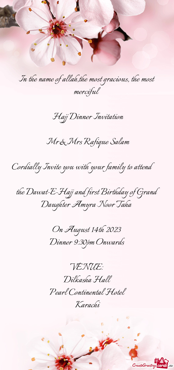 Hajj Dinner Invitation