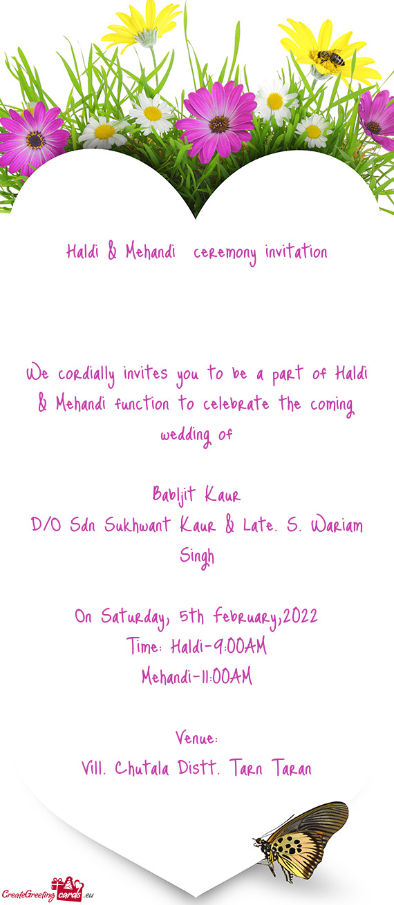 Haldi & Mehandi ceremony invitation
