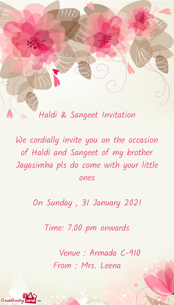 Haldi & Sangeet Invitation