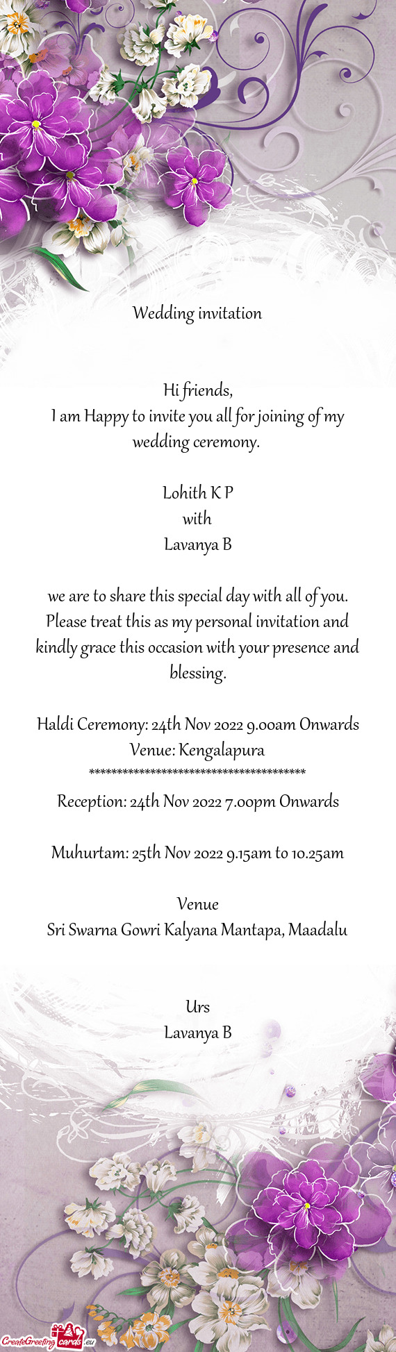Haldi Ceremony: 24th Nov 2022 9.00am Onwards