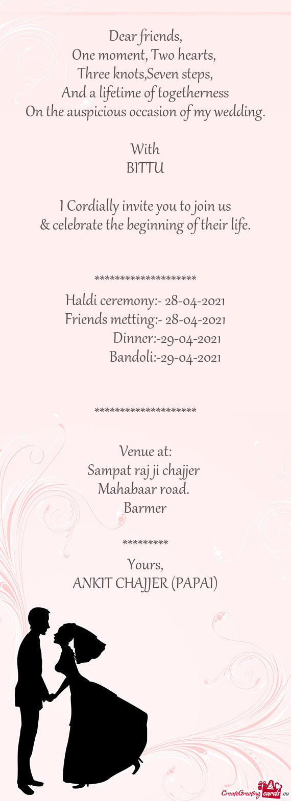 Haldi ceremony:- 28-04-2021