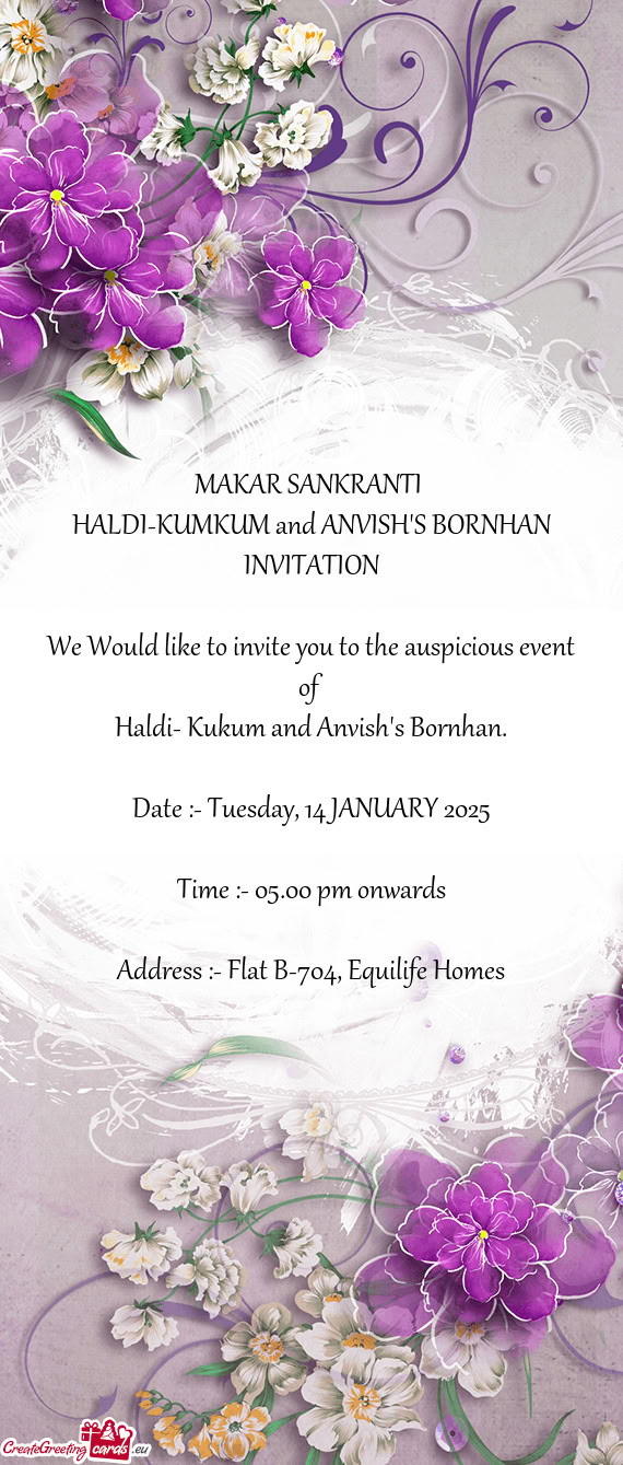 HALDI-KUMKUM and ANVISH'S BORNHAN INVITATION