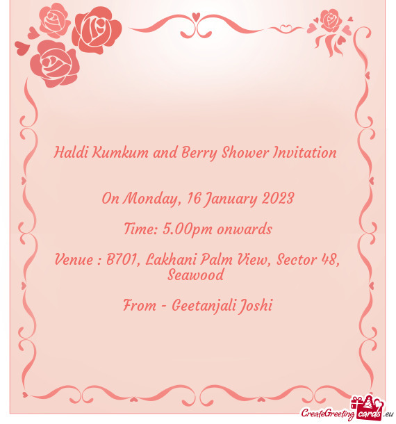 Haldi Kumkum and Berry Shower Invitation