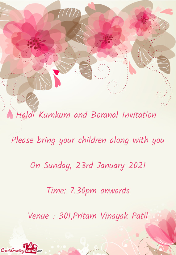 Haldi Kumkum and Boranal Invitation